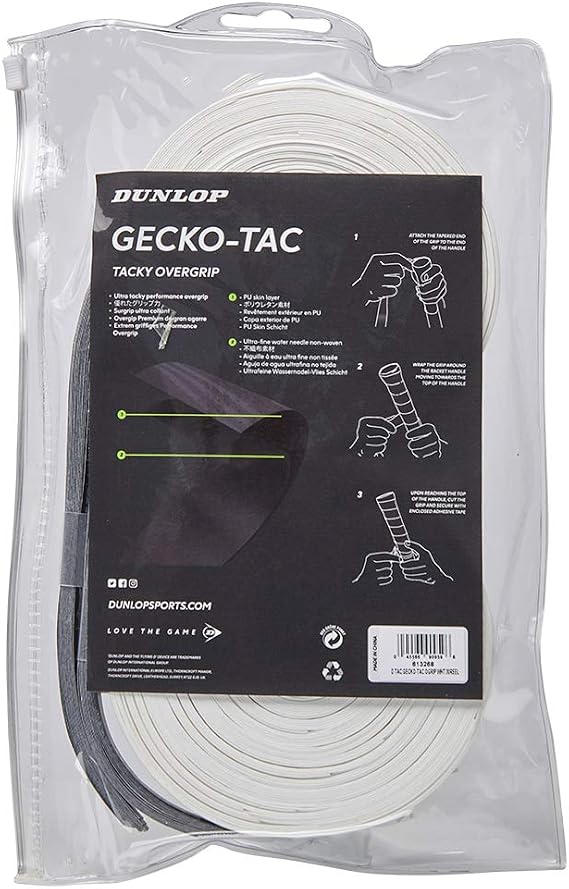 Dunlop Sports Gecko Tac Tennis Overgrip, Roll of 30, White