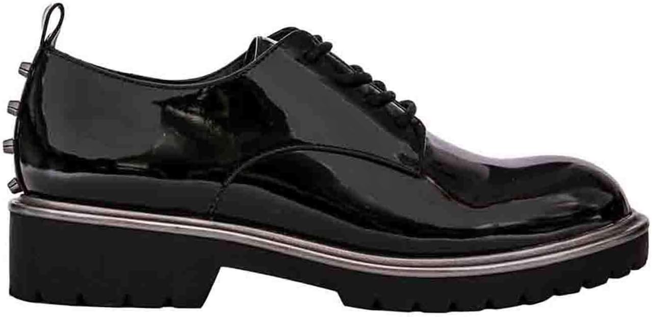 KENDALL + KYLIE Women's Becky Studded Derby Shoe, Black Patent Leather 5