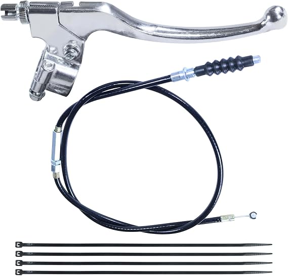 7/8" Dirt Bike Left Clutch Handle Lever and 38.9'' Clutch Cable for SSR110 SSR125 SSR140 Coolster M125 Apollo RFZ125 Tao Tao DB17 Baja Kayo Roketa Kinda Chinese Pit Dirt Bike Motorcycle Silver