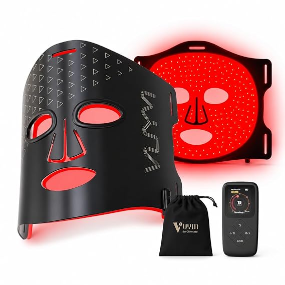 VYM Infrared Red Light Therapy Face Mask with Rechargeable LCD Controller