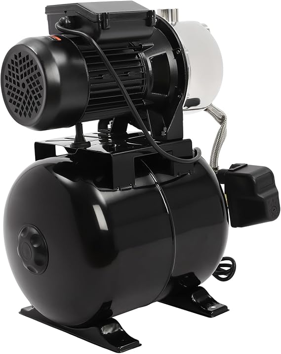 1HP Shallow Well Pump with Pressure Tank, 110V Automatic Water Booster Jet Pump, Garden Water Pump Jet, Irrigation Pump for Home, Garden, Farm, Lawn Sprinkler Systems (Black)