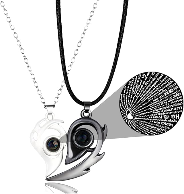 YANCHUN Couple Necklace for 2 Valentines Day Gifts for Her Him Matching Jewelry Set for Women Men Couple Gifts for Bf Gf Couples Heart Necklace Galentines Day Accessories Outfits