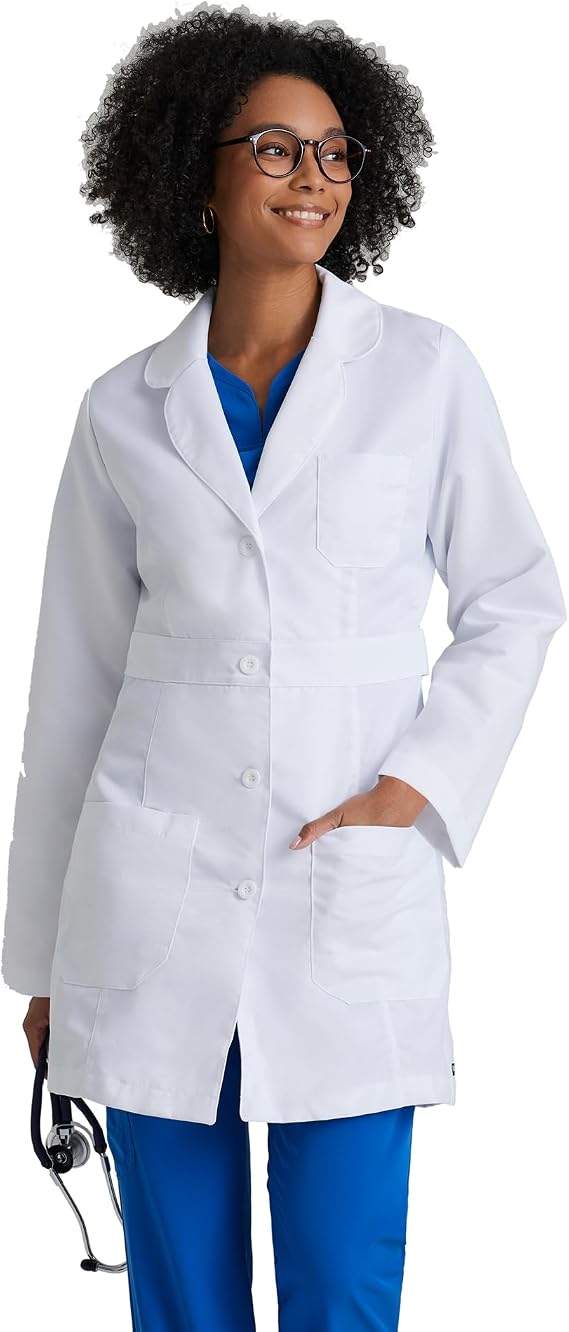 BARCO Grey's Anatomy Scrubs Lily Professional Full-Length 3-Button Long Sleeve 34" Medical Lab Coat for Women
