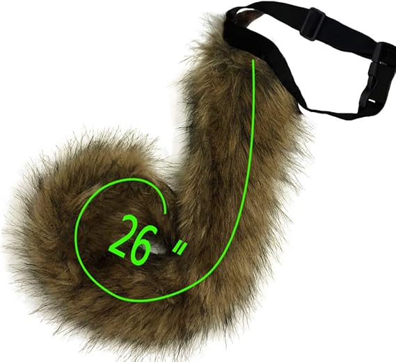 HAOAN Adults 26 Inch Wolf Tail Soft Long Fur Cat Fox Costume Tail for Halloween Party Costume
