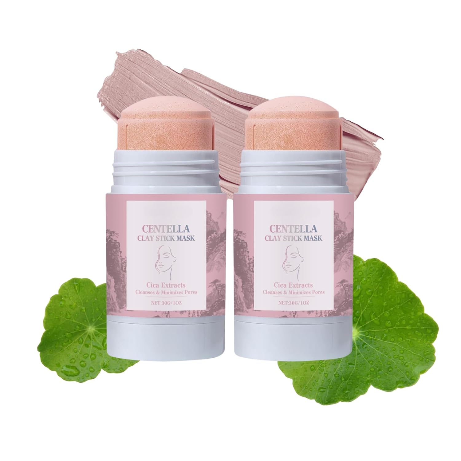Centella Clay Stick Mask2 PCS Clay Mask für Tiefenreinigung & PorenverfeinerungKoreanische Tonerde Maske mit Centella als Mitesserentferner Hautpflege für Frauen und Männer aller Hauttypen