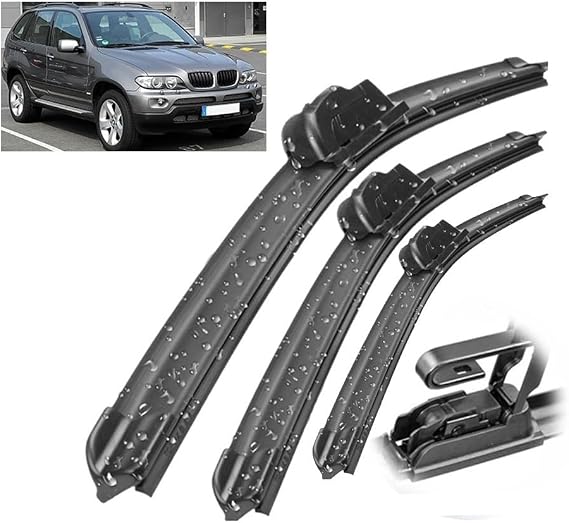 3PCS Wiper Front & Rear Wiper Blades Set Kit,For BMW X5 E53 2000-2006 Brushes 24"22"18"