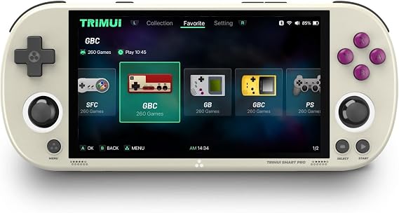 Smart Pro Handheld Game Console, Mini Game Player, Compatible with 20+ Games and 5" IPS High Resolution Screens, Portable Video Game Console Grey 128G