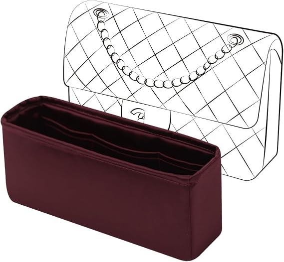 Fits for CF Bag Insert Organizer For Chanel(Small 23,Cassis) | Premium Silk Material,Smooth Touch,Lightweight,zipper,protect from scratches & stains,multiple pockets,keychain,waterproof