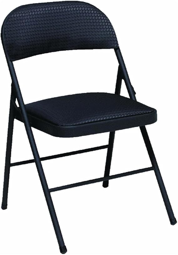 Fabric Seat and Back Folding Chair in Black (Set of 4) [Set of 4] Color: Black