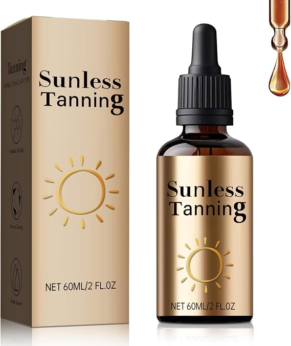 Sunless Tanning Drops, Melanin Glow Drops for Face and Body, Tans Without Sun, Promotes Natural Skin Tone, Unisex for All Skin Types - Achieve Natural Sun-Kissed Glow Without Sun Exposure 60ML
