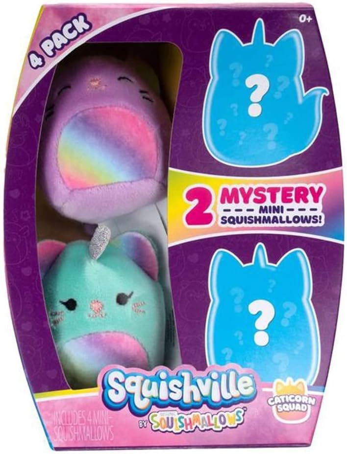 Squishville by Squishmallows Random 2-inch Mini-Plush 4-Pack Multi color 2 inches