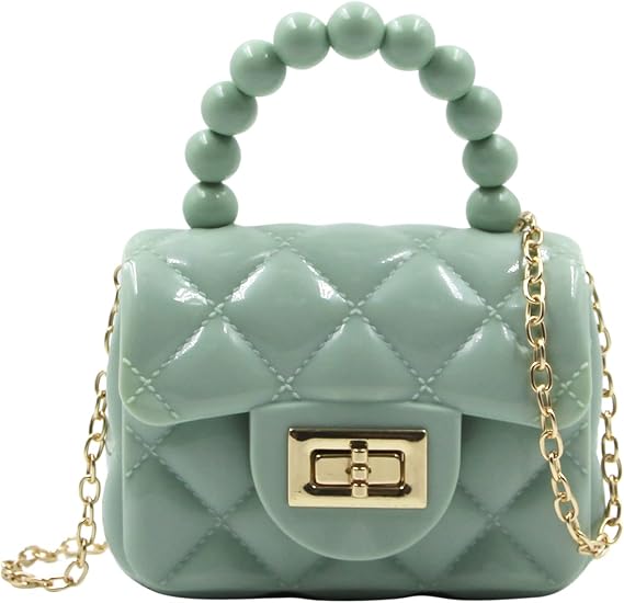 Candy Color Toy Handbag for Little Girls Mini Pink Jelly Purse Shoulder Bag Crossbody Purse with Handle Chain Strap