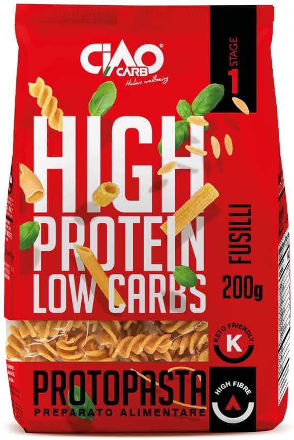 Ciao Carb Low Carb High Protein Fusilli Pasta 200g (7g Carbs Per Portion Keto Pasta) - Pack of 3