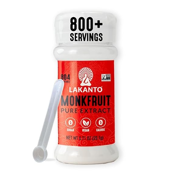 Lakanto Pure Monk Fruit Sweetener Extract Powder - Erythritol Free, High Purity MV50, Mogroside 50, Great for Coffee, Tea, Smoothies, Desserts, Jams, Cereal, Dressings, Sauces (0.71 oz - Pack of 1)