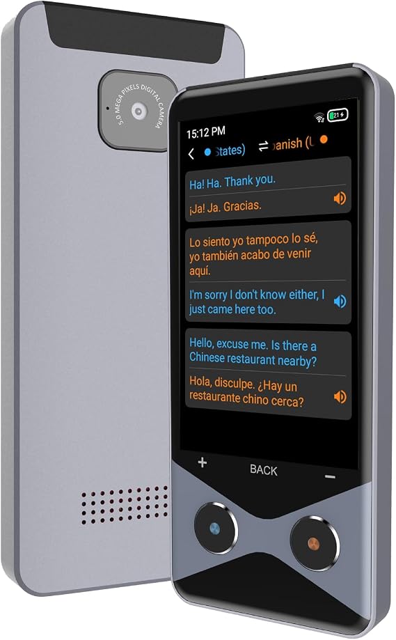 Language Translator Device Real Time, 2025 Upgraded Ai Translator Instant Two Way 137 Languages Translation Device, Support ChatGPT/4G SIM/Online/Offline/Photo Translation for Business Travel-Grey