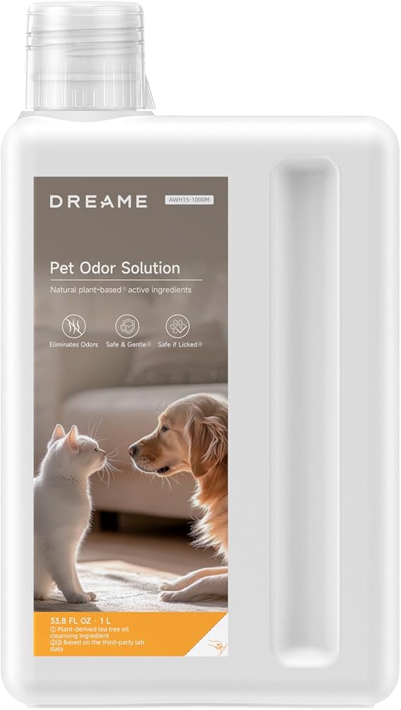 DREAME Robot Vacuum Cleaning Soluition, Pet Odor Solution, Safe and Gentle Natural Plant-Based Ingredients, 33.8 FL OZ(1L)