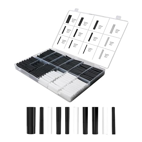 333PCS Black and White Heat Shrink Tubing Kit, 3:1 Ratio Shrinkage, Lined WithAdhesive, Insulated Heat Shrink Tubing, Marine Grade Heat Shrink Packaging Industrial Heat-Shrink Tubing