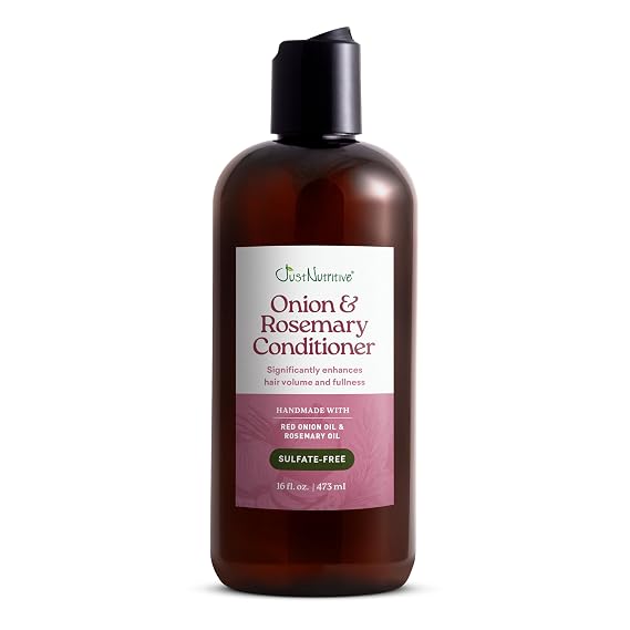 Just Nutritive Onion & Rosemary Conditioner for Hair Growth, Thickening, Silicone-Free, Enriched with Red Onion Oil, Rosemary Oil for Fuller, Voluminous Hair - 16 Fl Oz