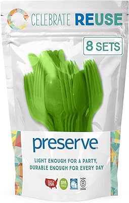 Preserve - 11101 Preserve Cutlery Set Kitchen Supplies, 24 CT, Apple Green
