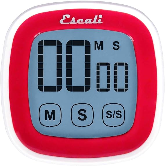 Escali Touch Screen LCD Display Digital Timer, Easy to Read and Touch Sensitive Controls Battery Saving, Red