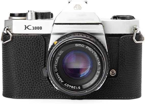 k1000 case Handmade Genuine Leather Camera Protective Half Camera case, for Pentax k1000 (Black)