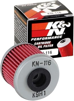 K&N Motorcycle Oil Filter High Performance, Premium, Designed to be used with Synthetic or Conventional Oils Fits Select Honda Vehicles, KN-116
