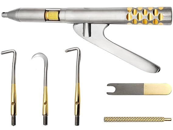 ARTMAN Instruments Dental Automatic Crown Remover Spring Loaded Gun Type with 3 Replacement Tips & Adjusting Wrench Titanium Spring for Durable & Controlled Impulse Strength
