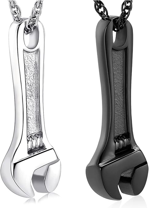 shajwo Wrench Urn Necklace for Ashes for Women Men Human Ashes Stainless Steel Hammer Cremation Jewelry for Ashes Pendant