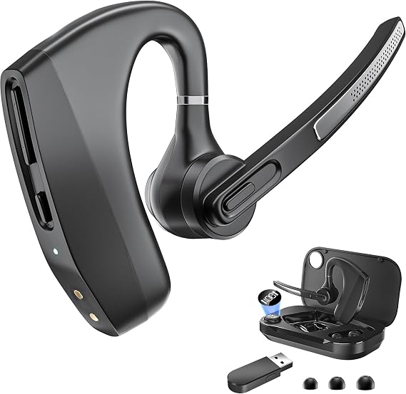 Herloreen Bluetooth Headset with Mic, Wireless Earpiece with USB Dongle