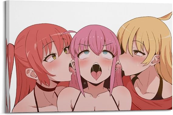 Bxzpzplj Anime Girls Ahegao Face Posters Canvas Posters Decorative Room Aesthetic Bedroom Decor Wall Art Office Home Decor 12x18inch(30x45cm) Frame-style