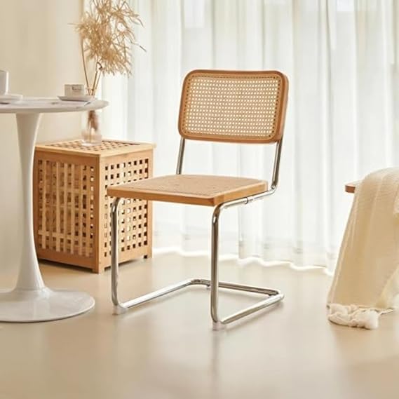 MUTUKI Dining Chair, Dining Chair, Rattan Chair, Cafe, Desk, Office, Living Chair, Synthetic Leather, Rattan Style, With Armrests, No Armrest, Stylish, Scandinavian, Orange, Black, Wood Grain