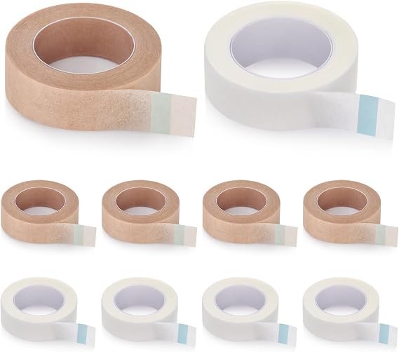 10 Rolls Nose Tape for Rhinoplasty Shaping Nose Bandage Micropore Thinoplasty Tape Hypoallergenic Medical Paper Tape for Wound Care Cosmetic (0.5 in x 10 Yd 5 Rolls White 5 Rolls Beige)