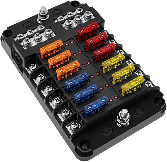 Geloo 12 Way Fuse Blocks 12 Volt Automotive, Marine Fuse Block