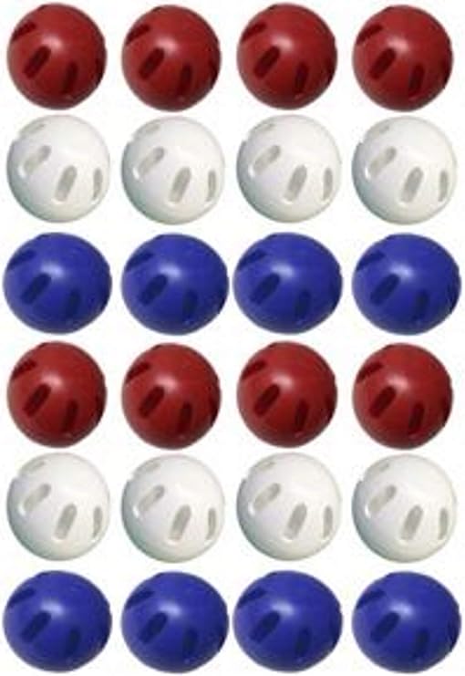 WIFFLE Ball USA Bulk Pack of 24 Balls Includes 8 Each Patriotic Red White and Blue Balls for Backyard Fun with Kids and Adults -American Made Ball Set - USA Outdoor Game