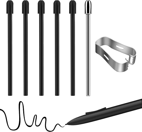 Marker Pen Tips Titanium Alloy Replacement Maker Tips Fine Pencil Tips with 5 Black Refills for BOOX Pen 2 Pro iReader Smart 2 IFLYYTEK X1 Lamy AL-Star Digital Pen