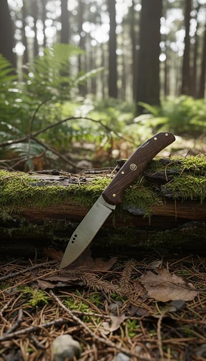 Ahşap Saplı Paslanmaz Çelik Mozaik Pim Av Kamp Outdoor Cep Çakısı
