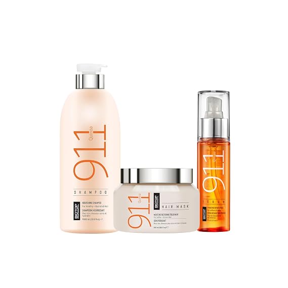 Biotop Professional 911 Quinoa Hair Serum (2.2 oz) + Shampoo (33.8 oz) + Hair Mask (18.6 oz) Intensive Hydration & Repair Trio for Dry, Damaged Hair