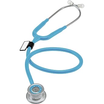 MDF Instruments, Pulse Time 2-in-1 Digital LCD Clock and Single Head Stethoscope - Durable, Professional-Grade - Pastel Blue (MDF740-03)