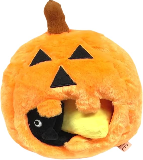 Midlee Pumpkin Find a Toy Halloween Dog Toy Interactive Plush SqueakerGift | Pet Squeaky Brain Teaser Busy Multi Toys Crinkle Paper