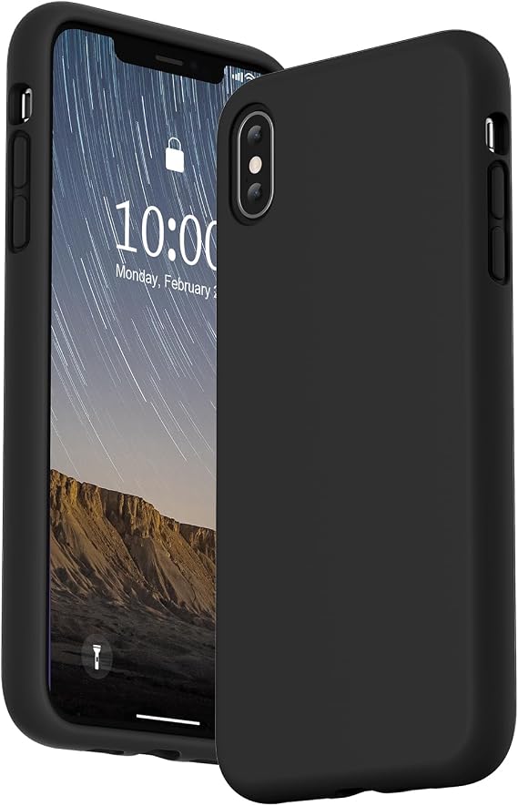 SURPHY Designed for iPhone Xs Max Case, Thickened Liquid Silicone Phone Case for iPhone Xs Max 6.5 inches, Black