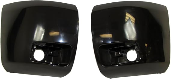 Bundle FRONT BUMPER END CAP BLACK PAINTABLE W/FOG HOLE LH & RH For SILVERADO 2500HD 3500HD 2007-2010 GM1016108 GM1017108