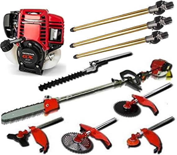 Brush Cutter 4 Stroke GX35 Engine Petrol strimmer Grass Cutter +3 Extend Poles