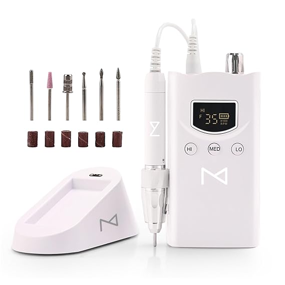 M GEM Brushless Nail Drill 35K RPM, Cordless | White