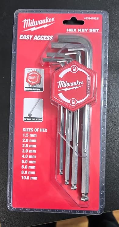 Milwauke e Allen anahtarı seti 1.5mm-10mm 9 parça metrik