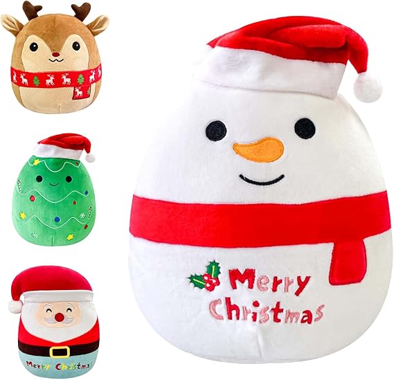 POPOYU 20cm Christmas Snowman Plush Pillow Toys,3D Cute Christmas Stuffed Snowman Pillow Doll Squishy Cotton Plushies Doll,Super Soft Toy Gift for Kids Kids Collection Home Decoration