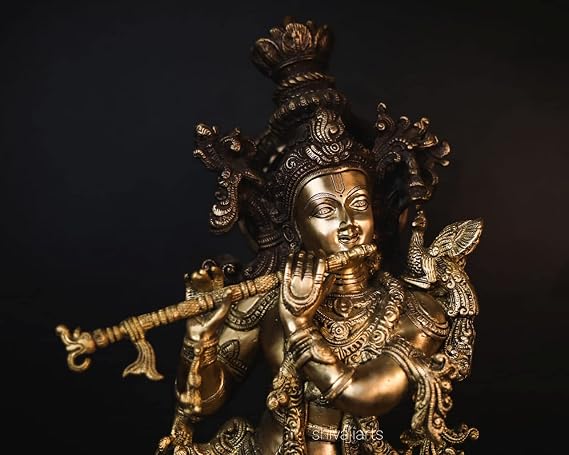 Krishna Statue Brass 75CM Double Color Big Large Size Set of 1
