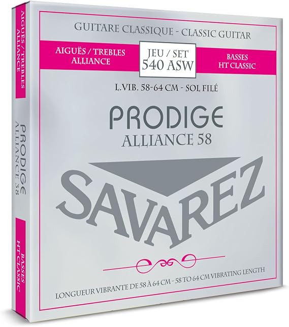 Savarez Prodige Classical Guitar Strings 38 1/8-3/4 Size 3/4-7/8 Carbon Gw 540ASW