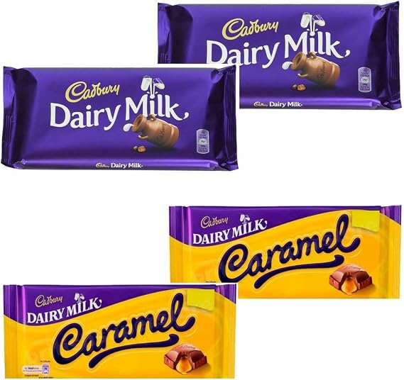 Cadbury Dairy Milk Chocolate Bars (2 x 200 g) and Dairy Milk Caramel Chocolate Bars (2 x 120 g) Bundle