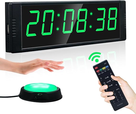 YZ Gym Timer Clock for Home Gym, Fitness Timer with Stopwatch Button, Large Digital Stopwatch Countdown Clock, 12/24H Digital Wall Clock
