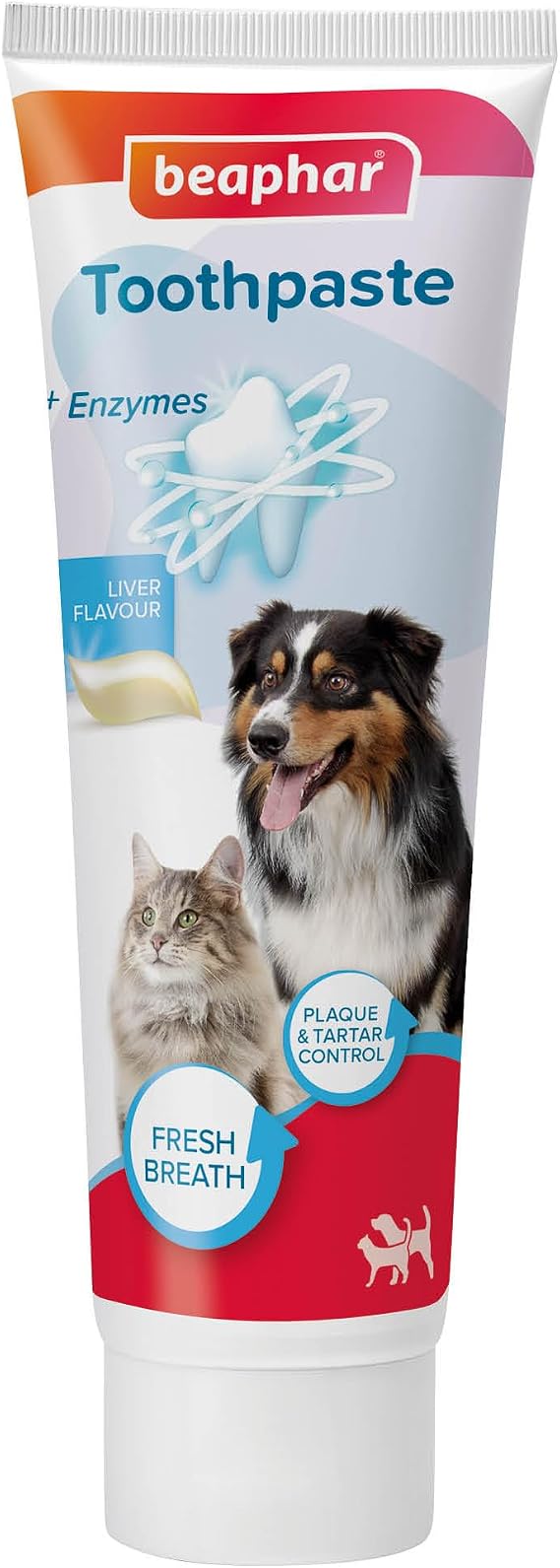 Beaphar - Liver Flavour Toothpaste with Enzymes - Dental Care for Cats & Dogs - Helps Control Plaque and Tartar, and Freshen Breath - Supports Normal Gum Function – Fluoride & Xylitol-Free - 100g Tube